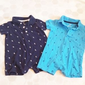 CARTER'S navy swordfish& teal shark onesies
